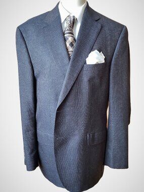 Jack Victor Wool Silk Blue Brown Textured Blazer Sport Coat 46R